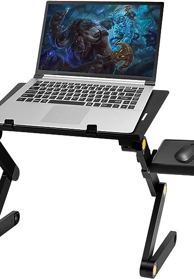 Adjustable Laptop Stand, Uten Laptop Desk for up to 17" Laptops, Portable Laptop Table Stand for with 1 Strengthened CPU Fans, Detachable Mouse Pad, Ergonomic Lap Desk, Office Stands(Black)