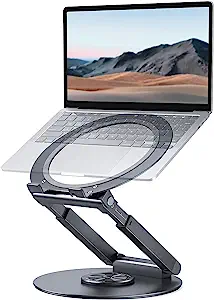ProtoArc Swivel Laptop Stand, ESZ1 360 Rotating Laptop Riser Laptop Holder, Adjustable Height, Ergonomic Design, Fits All MacBook/Laptops up to 17 inches